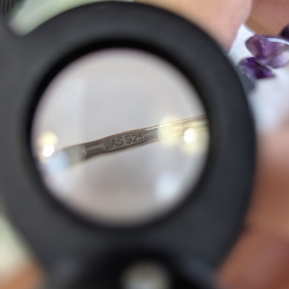 Argentium Silver amethyst crystal earrings with silver hooks - Picture 4 of 6